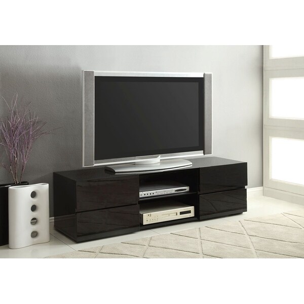 Modern Design Glossy Black TV Console Entertainment Center with Drawers