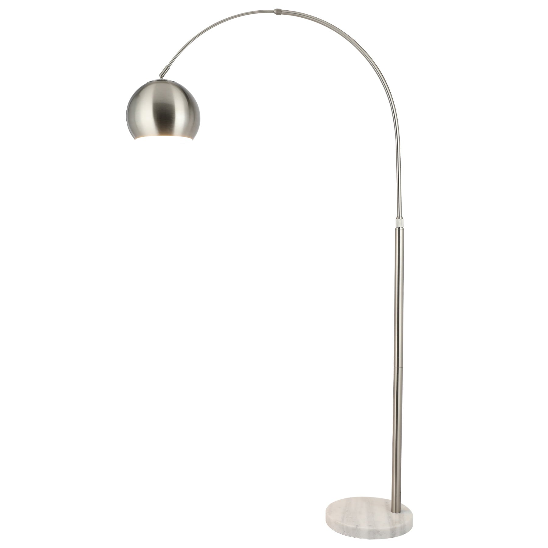 Modern Arc Floor Lamp with 360° Rotatable Hanging Shade, Adjustable Nickel Standing Reading Light with Marble Base, Contemporary Arch Metal Pole Task Lamp for Living Room Couch Sofa, 70 Inch