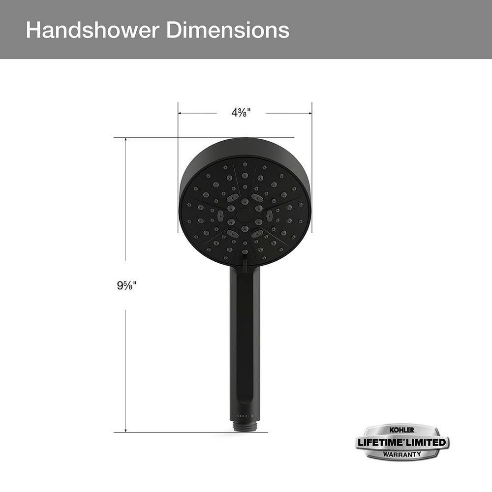 KOHLER Lively 4-Spray Patterns 4. 3125 in. Wall Mount Handheld Shower Head with Hose in Matte Black REC26822-G-BL