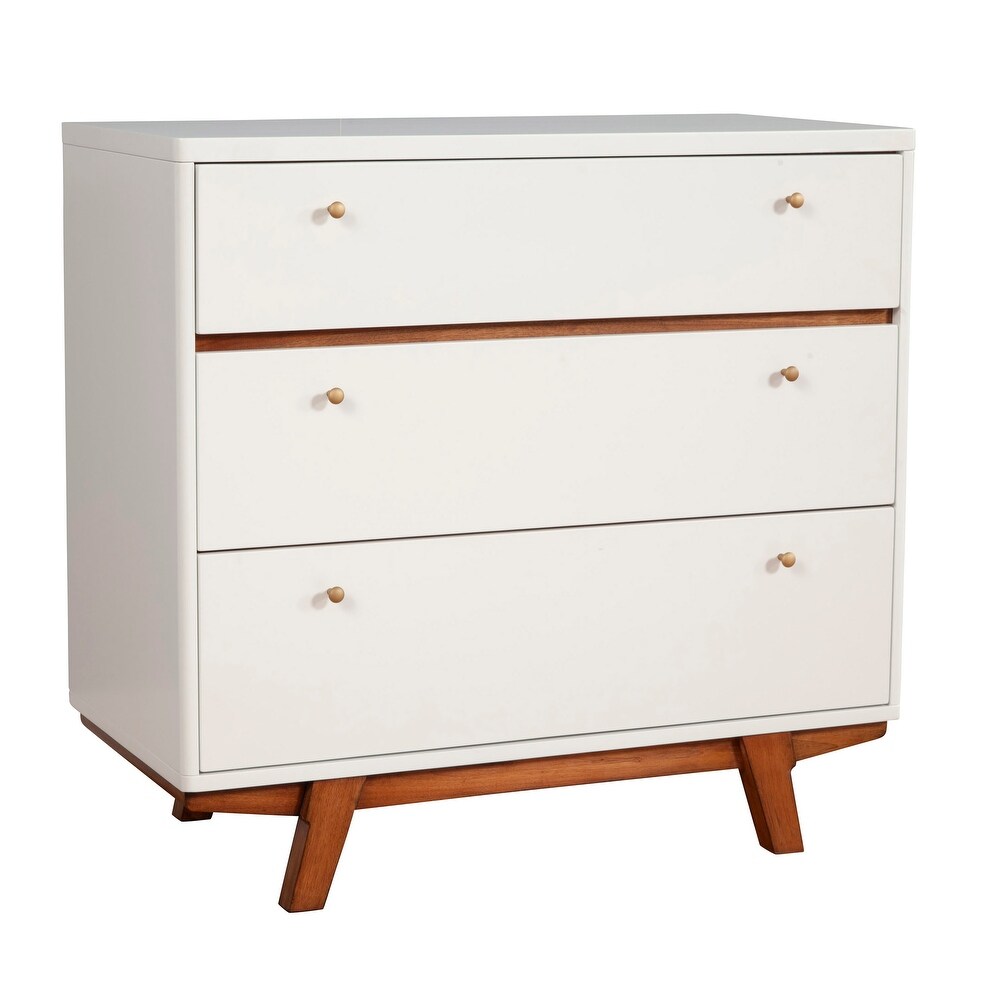 Alpine Furniture Dakota 3 Drawer Small Wood Chest in White