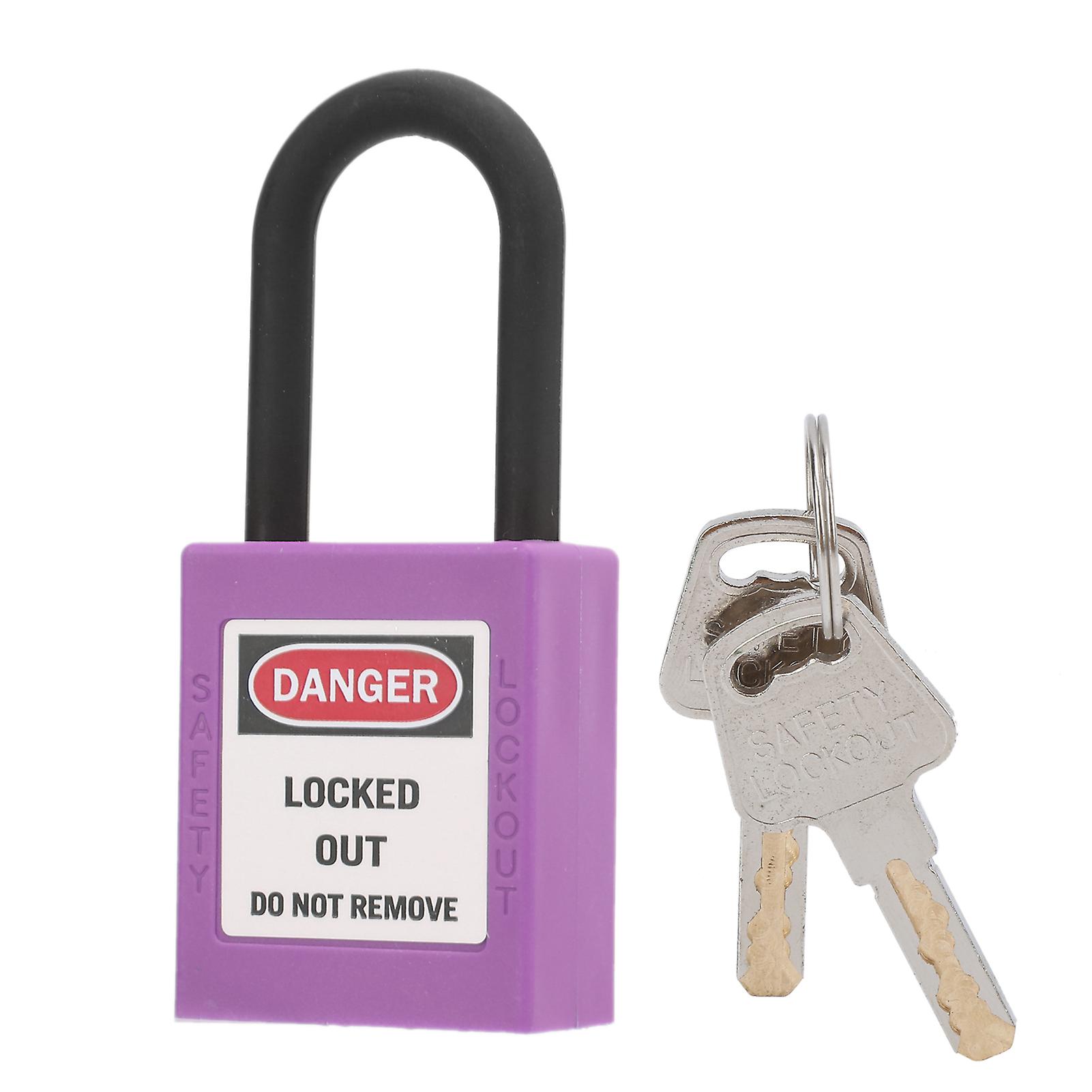 38mm/1.5in Safety Padlock Engineering Insulation Dustproof With 2 Keys For Factories Construction Sites Hospitalspurple