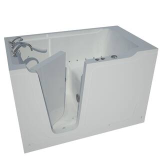 Universal Tubs Rampart 5 ft. Walk-in Air Bathtub with 6 in. Tile Easy Up Adhesive Wall Surround in White H3660LWACC