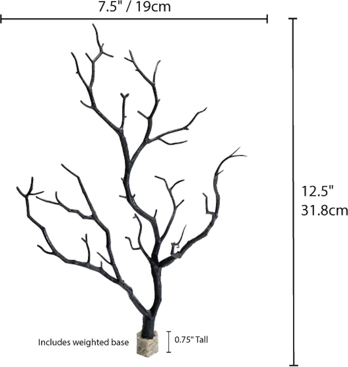 Current USA Weighted Base Black Manzanita Branches Aquarium Plant， 3 count