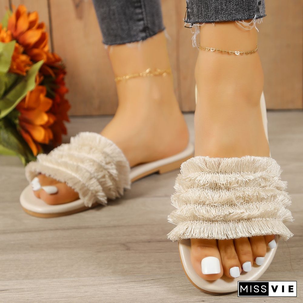 Women Tassel Bohemian Vacation Beach Slippers