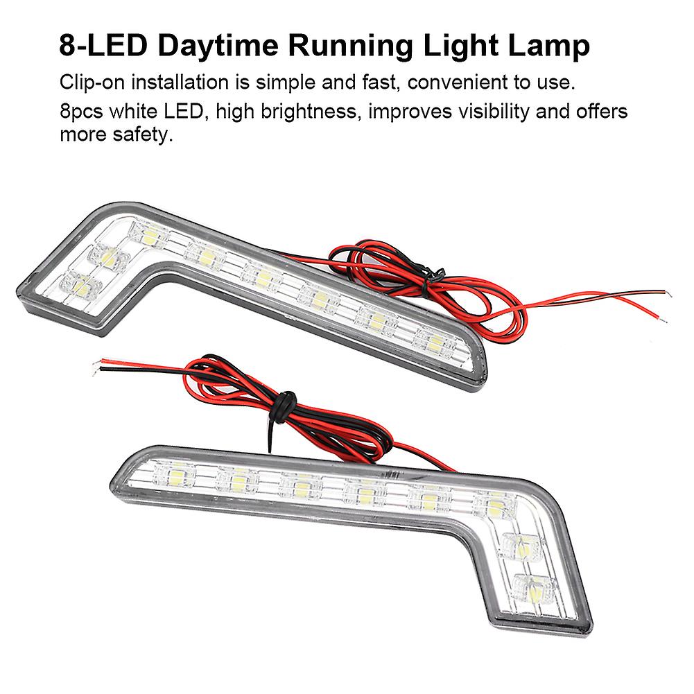 8-led Super Bright Daytime Running Light Lamp Waterproof Universal Drl