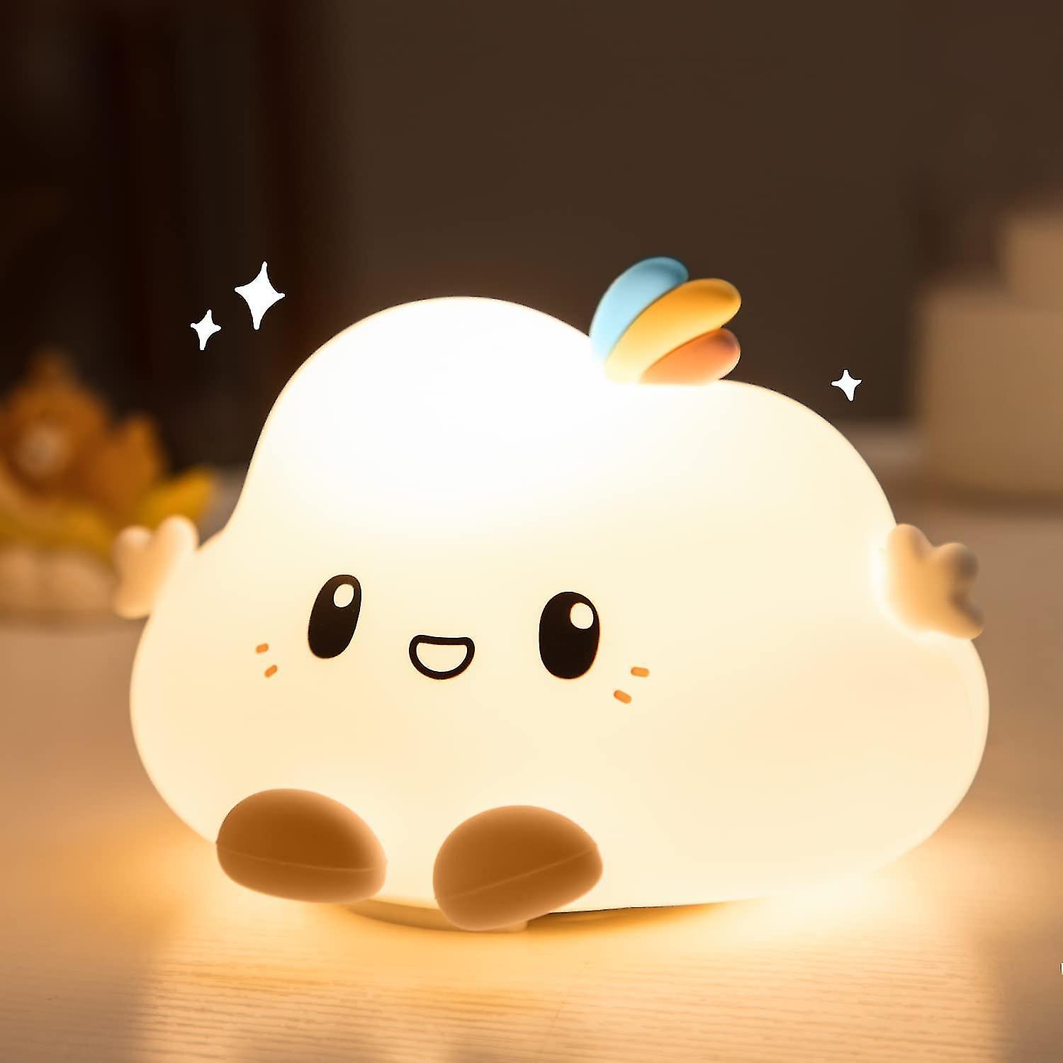 Kids Night Lights For Kids Room， Cute Baby Night Light， Toddler Night Lights， Rechargeable Night Light For Girls， Kawaii Silicone Cloud Night Light