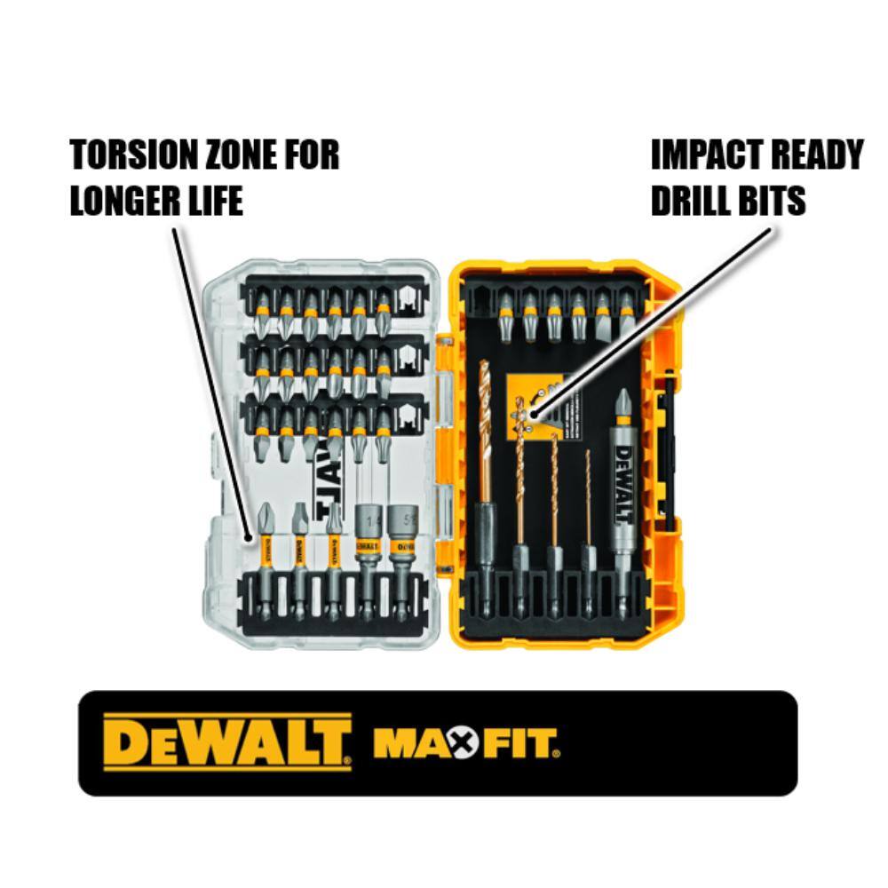 DW 20V MAX Cordless 10 Tool Combo Kit MAXFIT Screwdriving Set (35 Piece) (2) 20V 2.0Ah Batteries Charger and Bag DCK1020D2WMF35