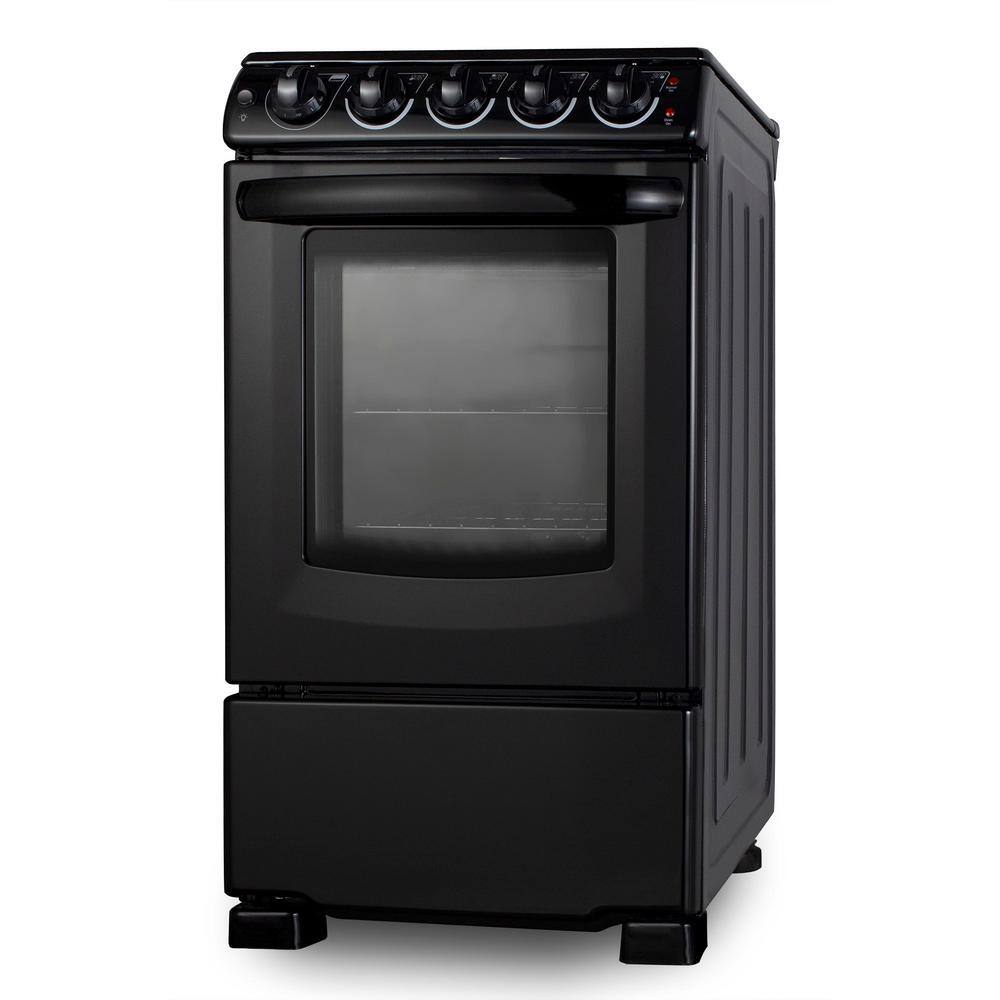 Summit Appliance 20 in. 2.3 cu. ft. Slide-in Electric Range in Black REX2051BRT