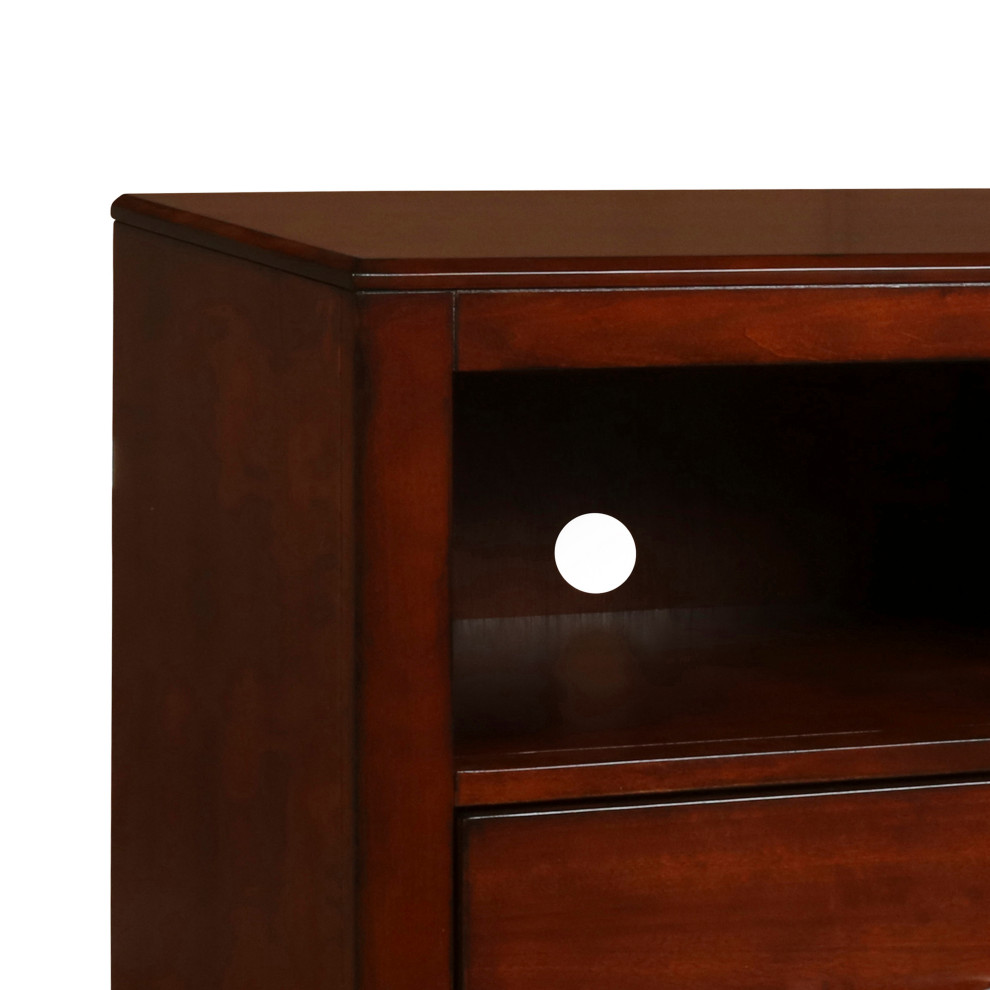 Transitional Style 4 Drawer Wood Media Chest With Open Storage Cherry Brown   Transitional   Media Cabinets   by VirVentures  Houzz