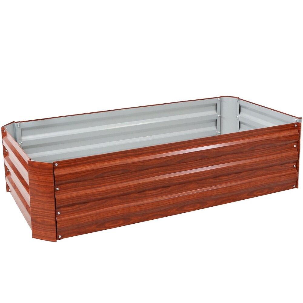 Sunnydaze Galvanized Steel Raised Bed   48 Inch Rectangle