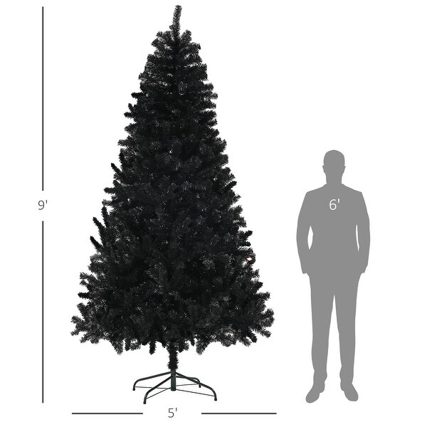 Artsy 9ft Tall Artificial Xmas Tree with 2132 Branch Tips，Auto Open，Steel Base，Holiday Décor for Home Office，Black