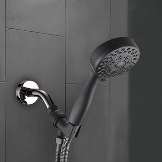 cadeninc High Pressure 5-Spray Patterns with 2.5 GPM 3.78 in. High Pressure Wall Mount Handheld Shower Head in Matte Black MS-LQ5B-01OB