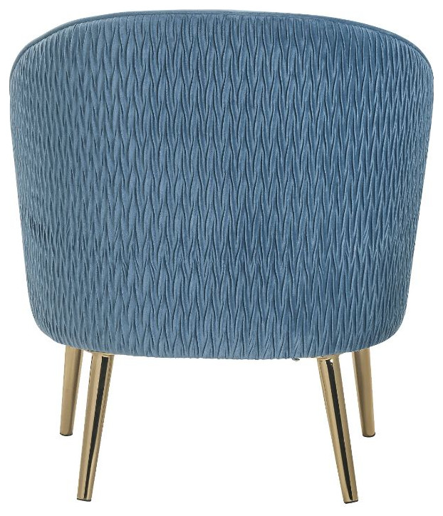 Acme Benny Accent Chair Blue Velvet and Gold   Midcentury   Armchairs And Accent Chairs   by AMOC  Houzz