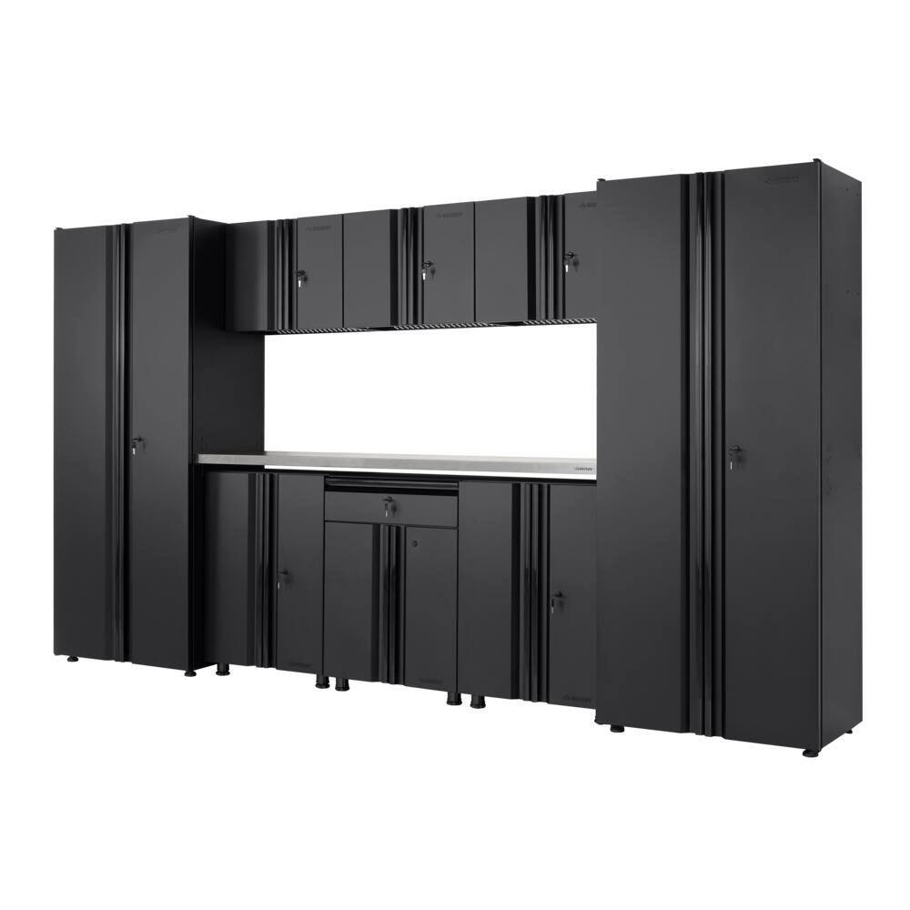 Husky 9-Piece Regular Duty Welded Steel Garage Storage System in Black (133 in. W x 75 in. H x 19 in. D) GS13209-SS