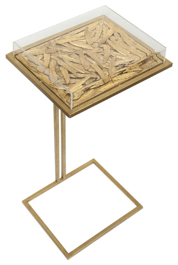 Tommy Mitchell Feather Cocktail Table Small Gilded   Contemporary   Coffee Tables   by Biggs Ltd.  Houzz