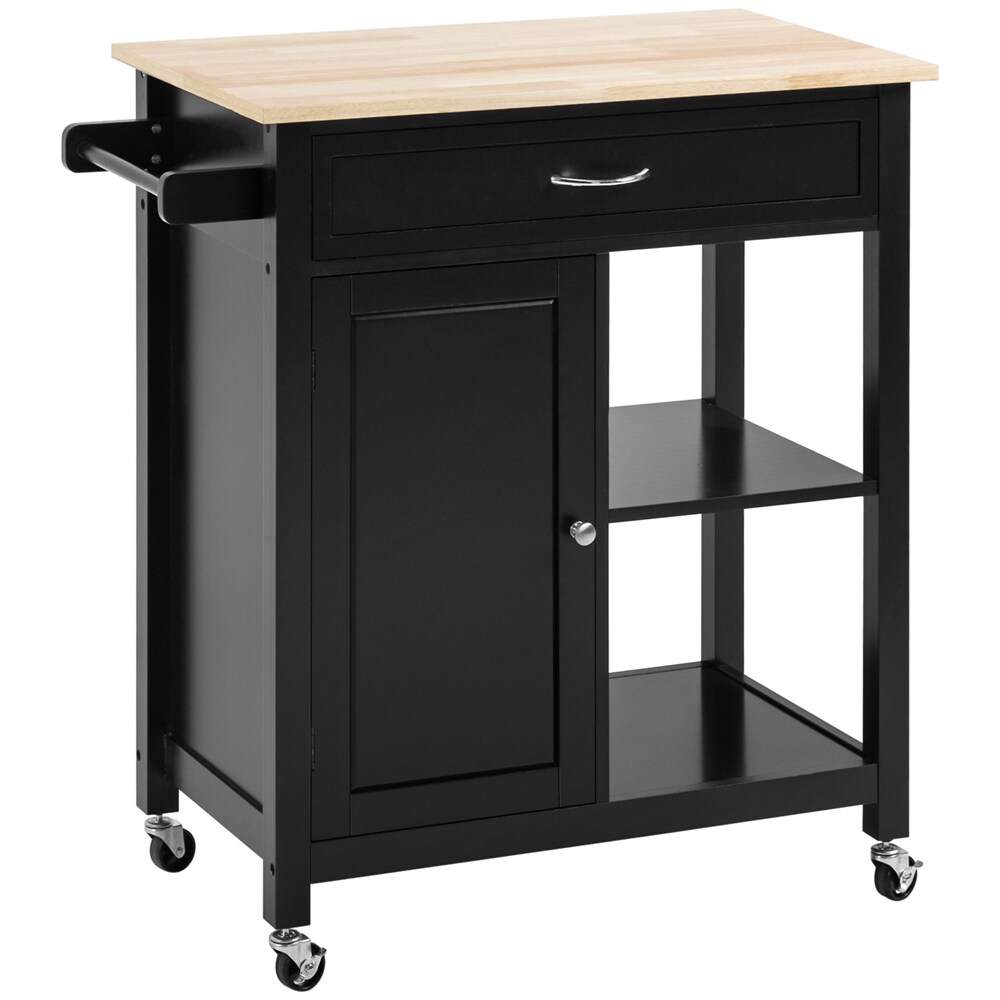 Kitchen Island Cart  Rolling Kitchen Island w/ Storage  Solid Wood Top