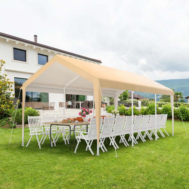 10 x 20 FT Heavy-Duty Steel Carport Portable Garage Car Canopy Shelter Party Tent with Removable Sidewalls, Roll-up Door