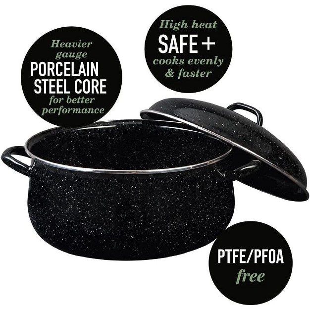 Granite Ware 9 5 Qt Heavy Gauge Dutch Oven With Lid Speckled Black Stainless Steel Rim