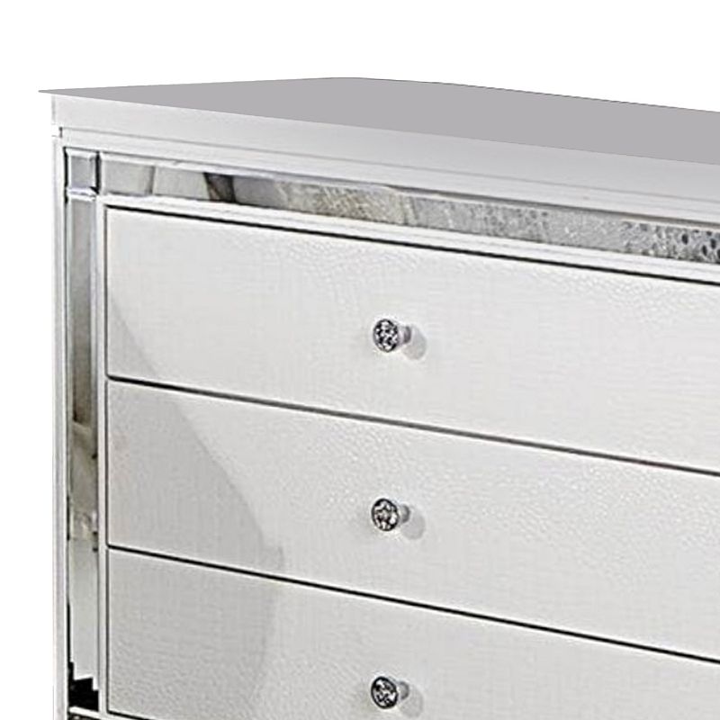 Faux Alligator Embossed Wooden Night Stand With 3 Drawers In White