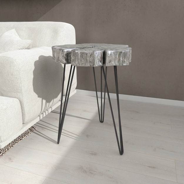 Modern Polystone And Metal Accent Table Olivia amp May