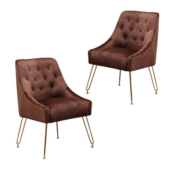 2 pcs Velvet Upholstered Accent Chairs - N/A