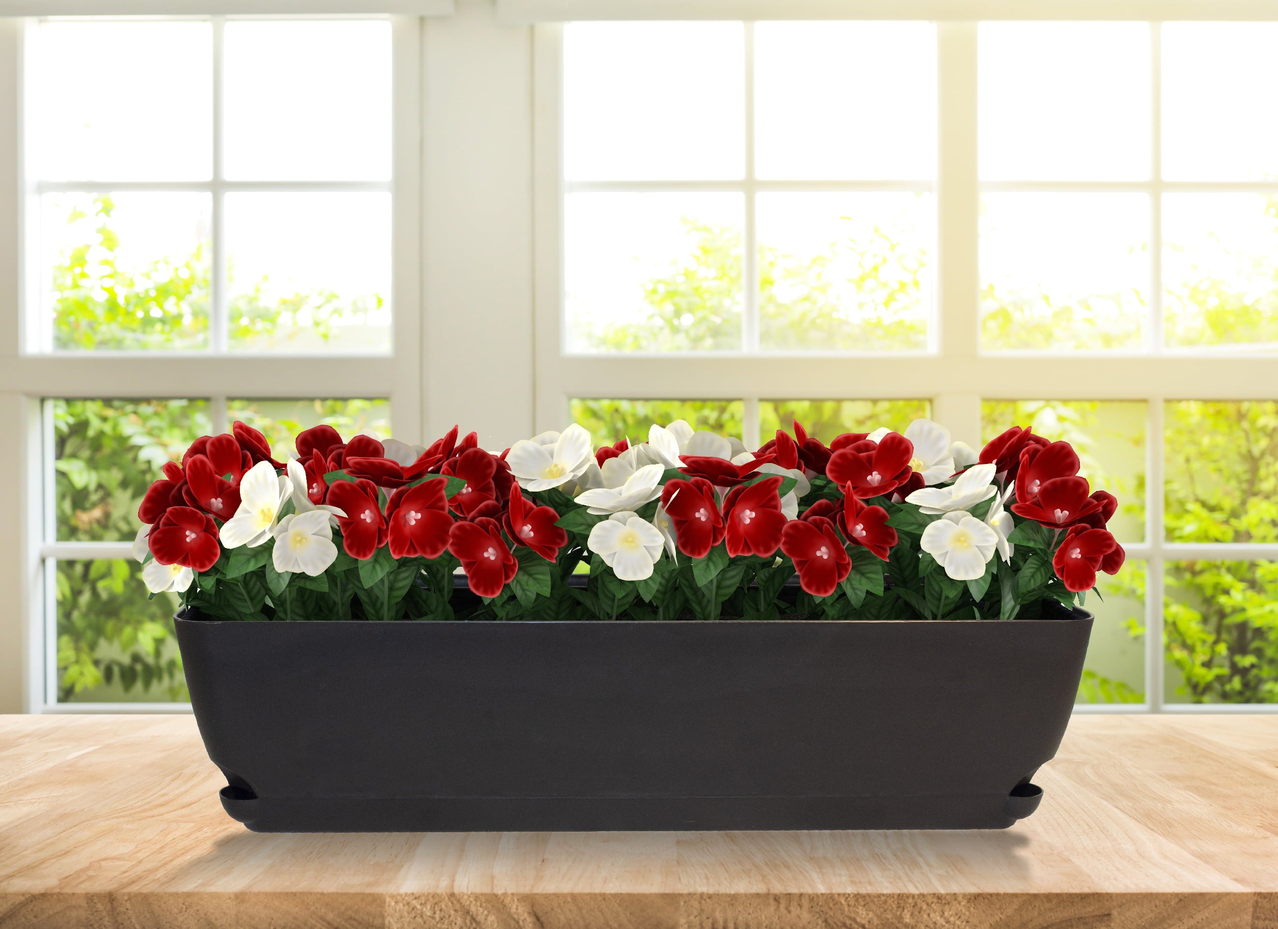 Mainstays 24" x 7" x 6" Rectangle Black Resin Window Box with Self-Watering