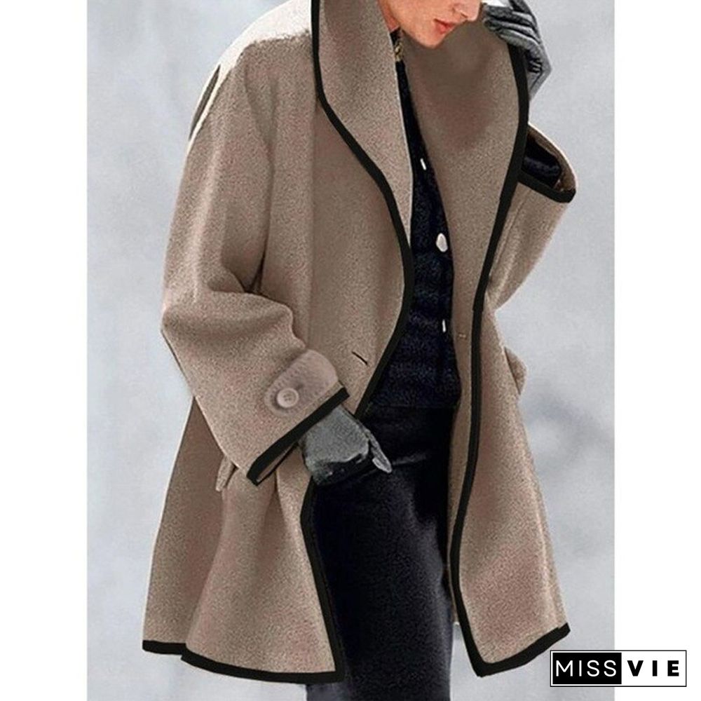 Women's Fashion Autumn Winter Multicolor Round Neck Loose Hooded Woolen Coat Coats Women Jackets For Women