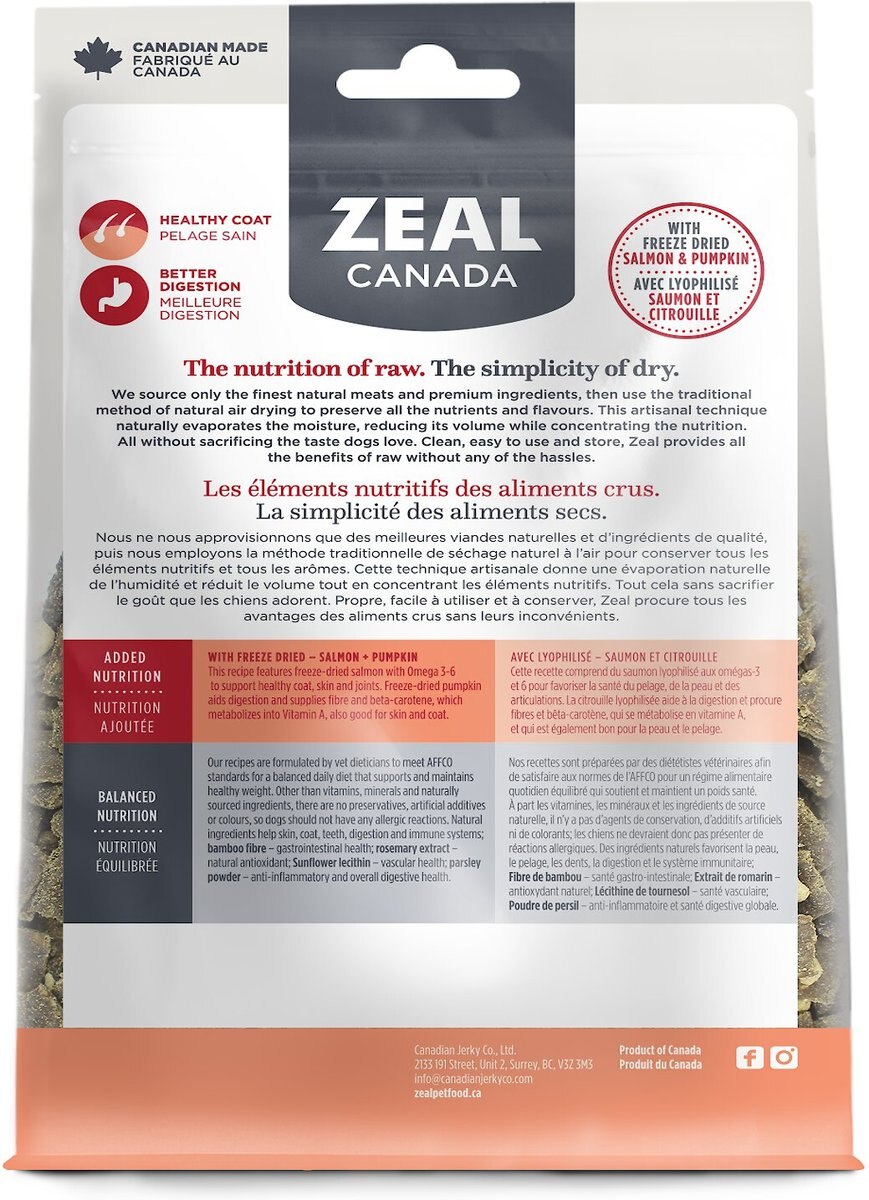 Zeal Canada Gently Beef Recipe and Freeze-Dried Salmon and Pumpkin Grain-Free Air-Dried Dog Food