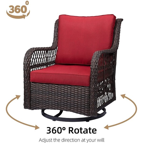 Outdoor Wicker Swivel Rocker Patio Set，360 Degree Swivel Rocking Chairs Elegant Wicker Patio Bistro Set