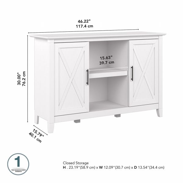 Bush Furniture Key West Accent Cabinet with Doors in Pure White Oak