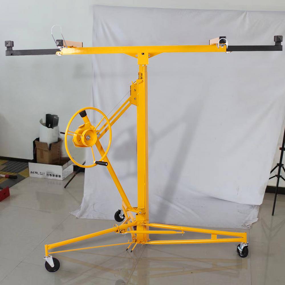 Amucolo 16 ft. Yellow Drywall Panel Hoist Drywall Lift Rolling Panel Hoist Jack Lifter YeaD-CYD0-BZ7X