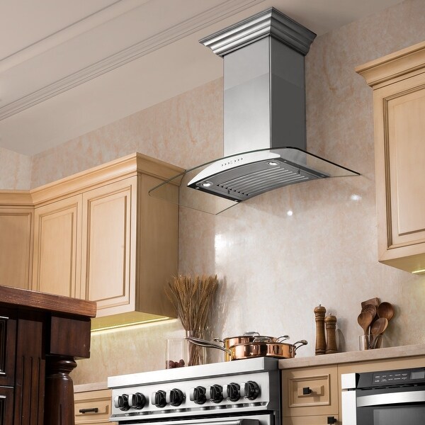 ZLINE Convertible Vent Wall Range Hood in Stainless Steel and Glass (KN)