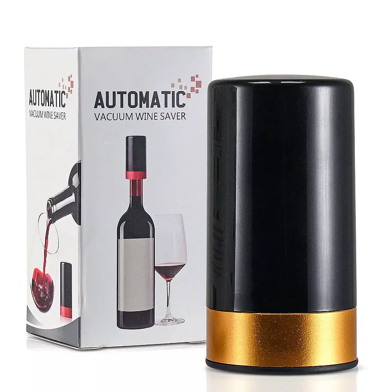 Cheer Collection Automatic Vacuum Wine Bottle Stopper， Vacuum Wine Preserver， Battery Operated Wine Saver with Intelligent LED Display to Keep Wine Fresh