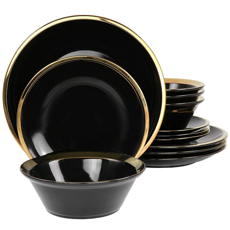 Gibson Home Premier Gold 12 Piece Fine Ceramic Dinnerware Set