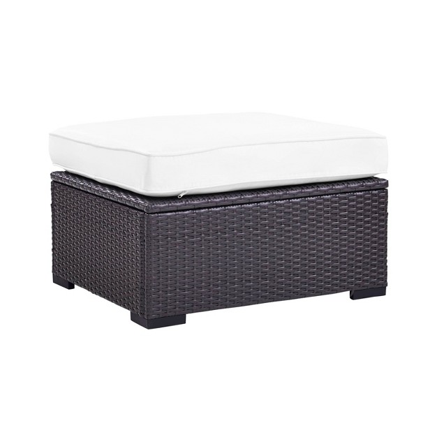 Biscayne Outdoor Wicker Ottoman White Crosley