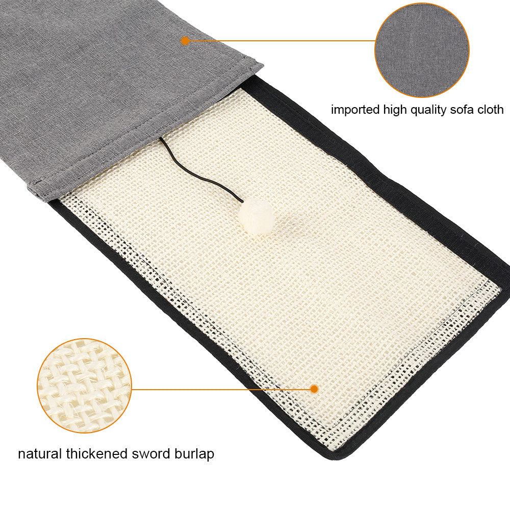 ODOMY Cat Scratch Pad Cat Scratching Mat and Natural Sisal Fabric Sofa Shield Furniture Pad Durable and Washable Cat Scratcher Pad Cover Wiith a Ball