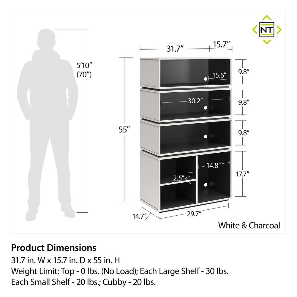 NTense Shadow Gaming   Collectable Display Storage Bookcase  White and Matte Black