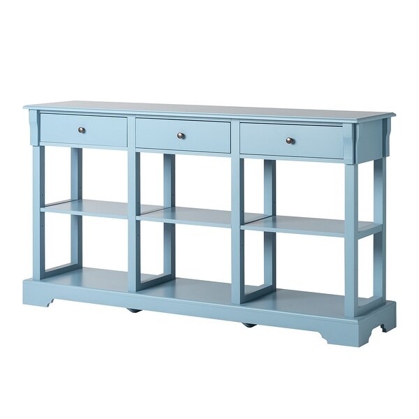 Console Table with Open Shelves and 3 Drawers for Living Room