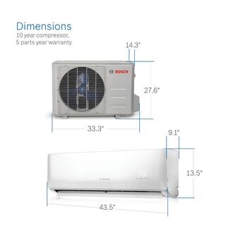 Bosch Gen 23 ENERGY STAR 2-Zone 18000 BTU 1.5 Ton Ductless Mini Split Air Conditioner with Heat Pump 230-Volt 8733957060