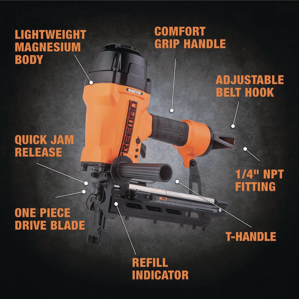 Freeman 2nd Generation Pneumatic 9-Gauge 2 in. Fencing Stapler with Case T-Handle Belt Hook and 14 in. NPT Air Connector G2FS9