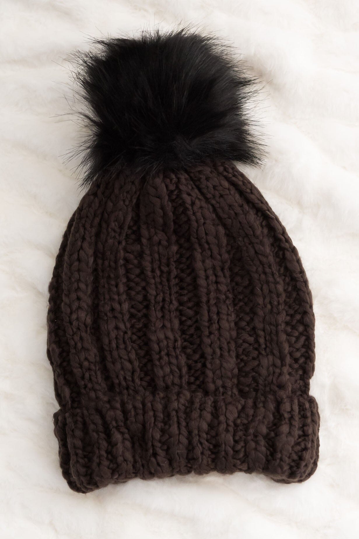 Stay Warm Faux Fur Pom Pom Beanie