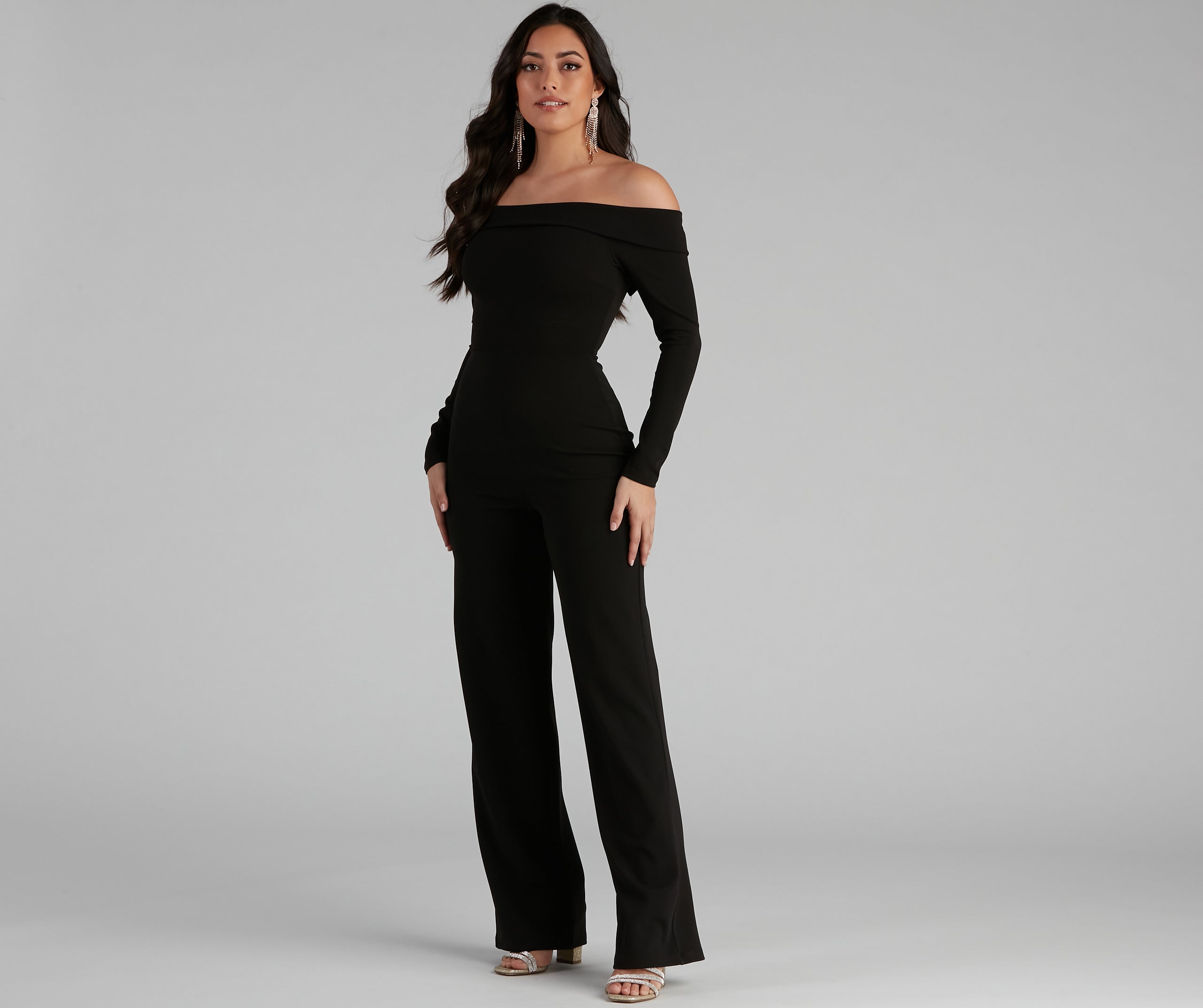 First Class Crepe Off-The-Shoulder Jumpsuit