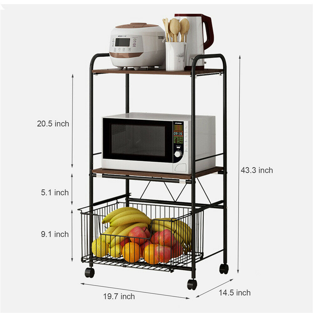 Mkyiongou 3-Tier Kitchen Baker's Rack Microwave Oven Stand Storage Cart Workstation Shelf