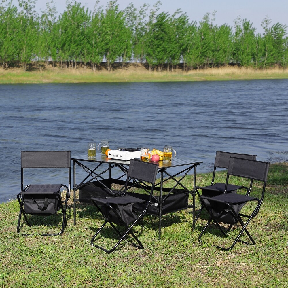 Aluminum Picnic Tables with 4 Oxford Cloth Chair