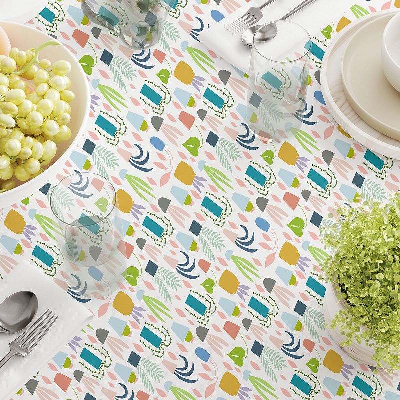 Rectangular Tablecloth， 100% Cotton， 52x104， Houseplant Collection