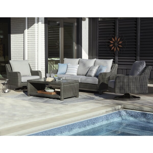 Signature Design by Ashley Elite Park Gray Outdoor Sofa，Lounge Chairs and Cocktail Table