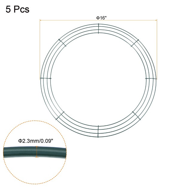 Unique Bargains Metal Wire Wreath Frames Form Hanger For Christmas Wedding Floral Arrangements 5 Pcs