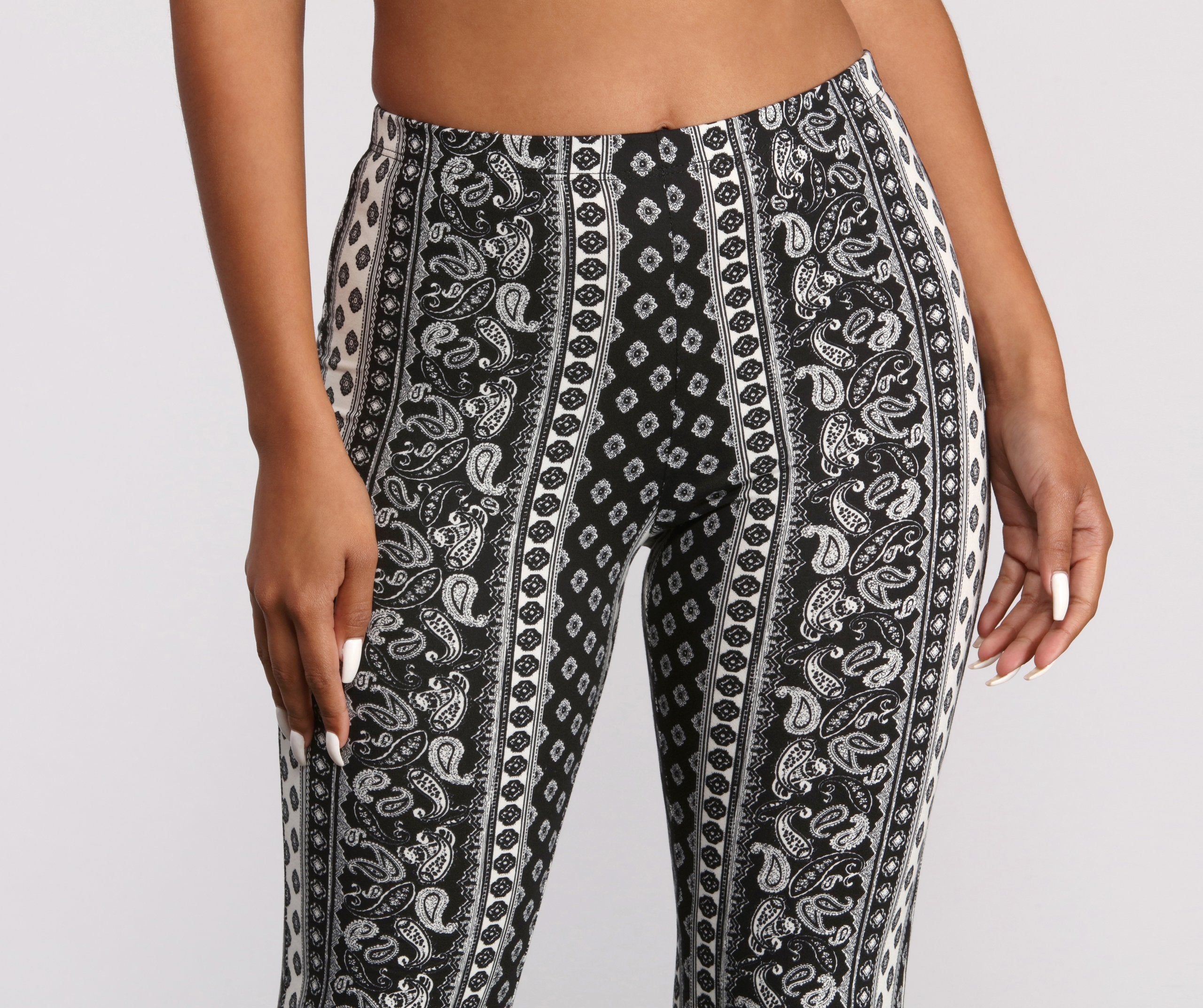 Boho Flair Floral Stripe Flare Pants