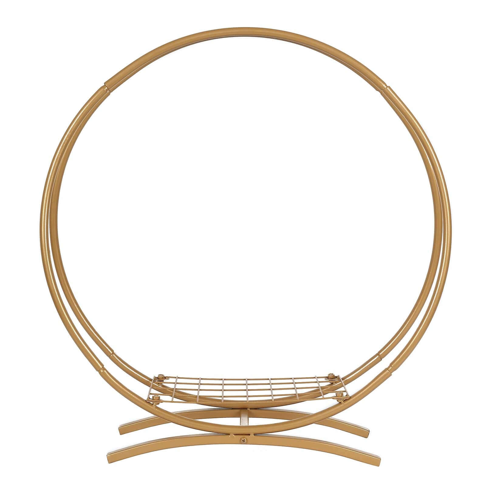 Gold Metal Double Frame Hoop Flower Table Centerpiece, Wedding Cake Display Stand 24