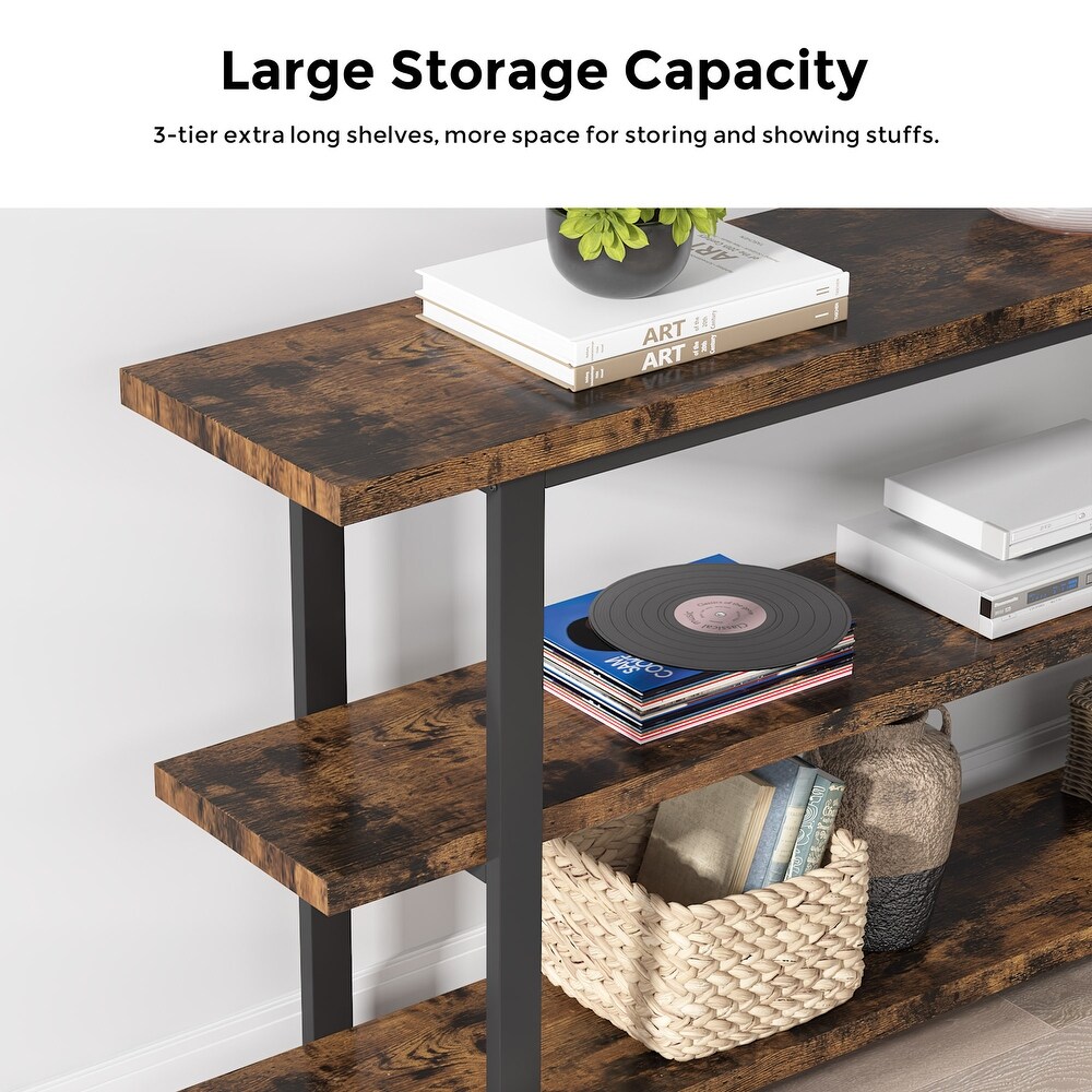 VANOMi 70.86''Wx11.81''Dx35.4''H 3 Tier Rustic Brown Console Tabel  Shelving Unit